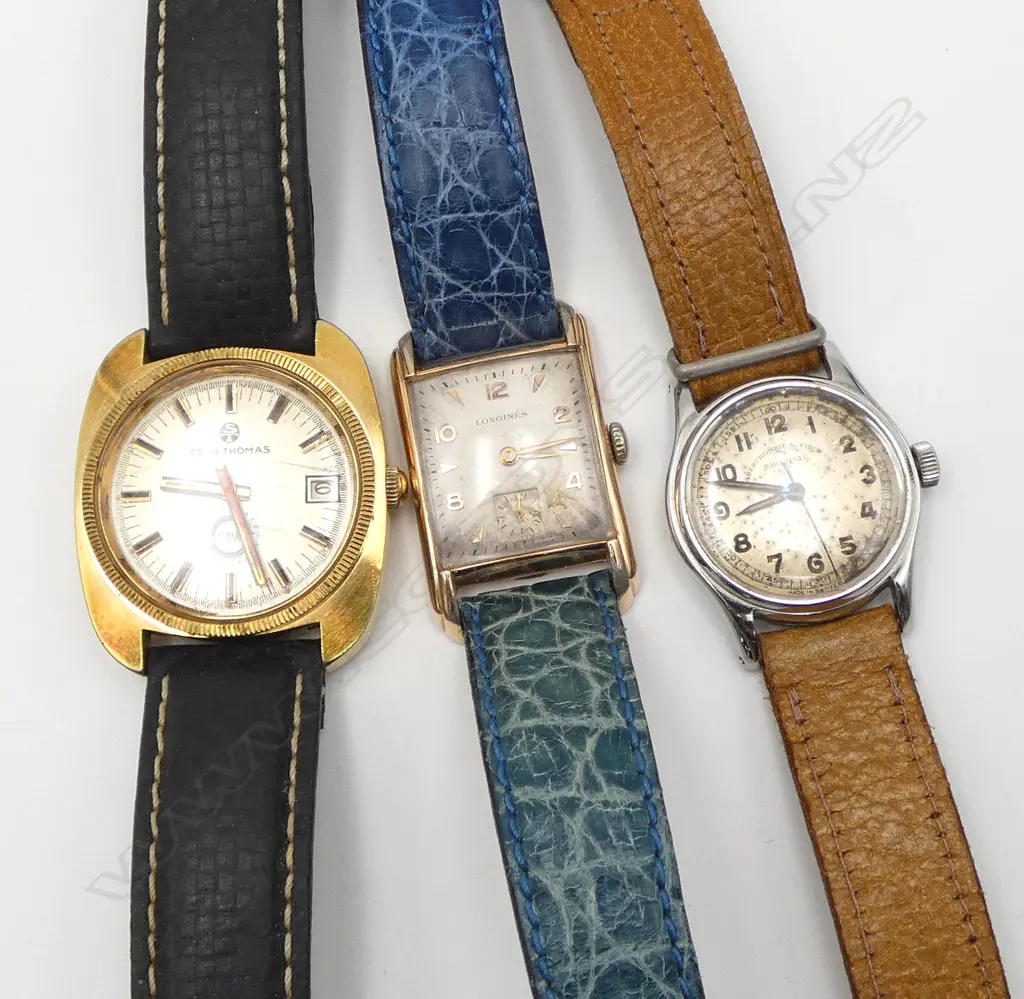3 GENTS WRIST WATCHES; LONGINES, SETH THOMAS, AMBERCROMBIE & FITCH Image 1++