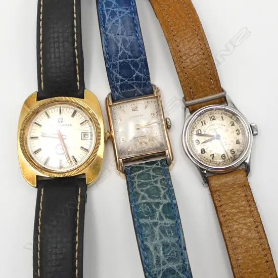 3 GENTS WRIST WATCHES; LONGINES, SETH THOMAS, AMBERCROMBIE & FITCH