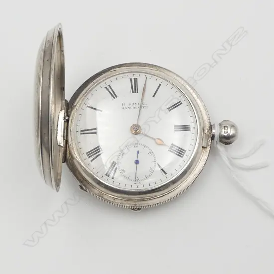 SILVER FUSEE GENT'S HUNTER POCKET WATCH 'H. Samuel Manchester' apparently running NO bow suspension 138gms 