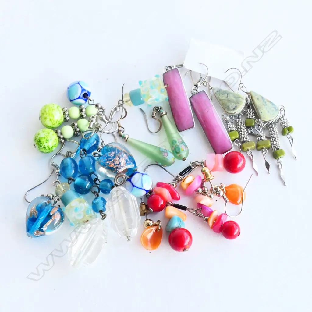 ASST. GLASS BEAD EARRINGS (most w silver hooks) Image 1++