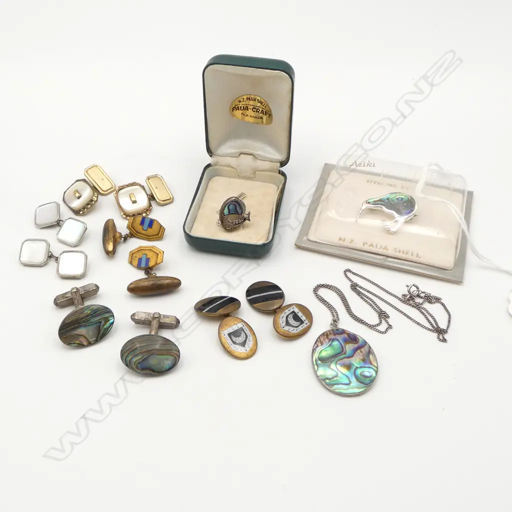 ASST. SILVER & PAUA JEWELLERY, 4 PRS DECO CUFFLINKS ETC Image 1++