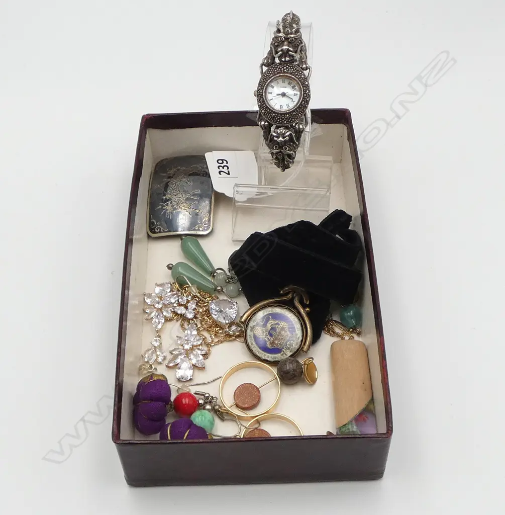 ASST. COSTUME JEWELLERY INLCUDING SS 925 MARCASITE DRAGON WATCH Image 1++