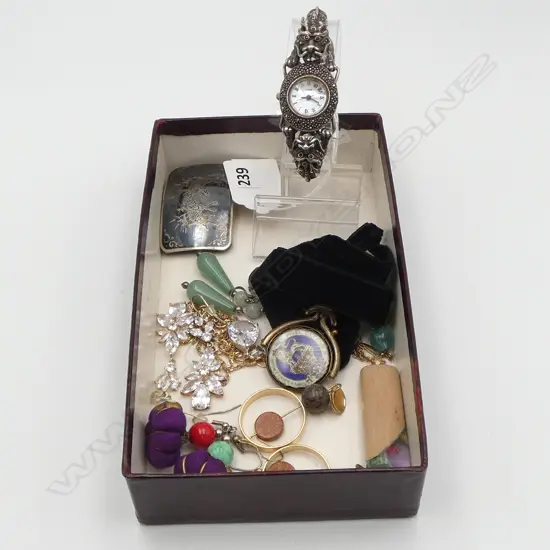 ASST. COSTUME JEWELLERY INLCUDING SS 925 MARCASITE DRAGON WATCH