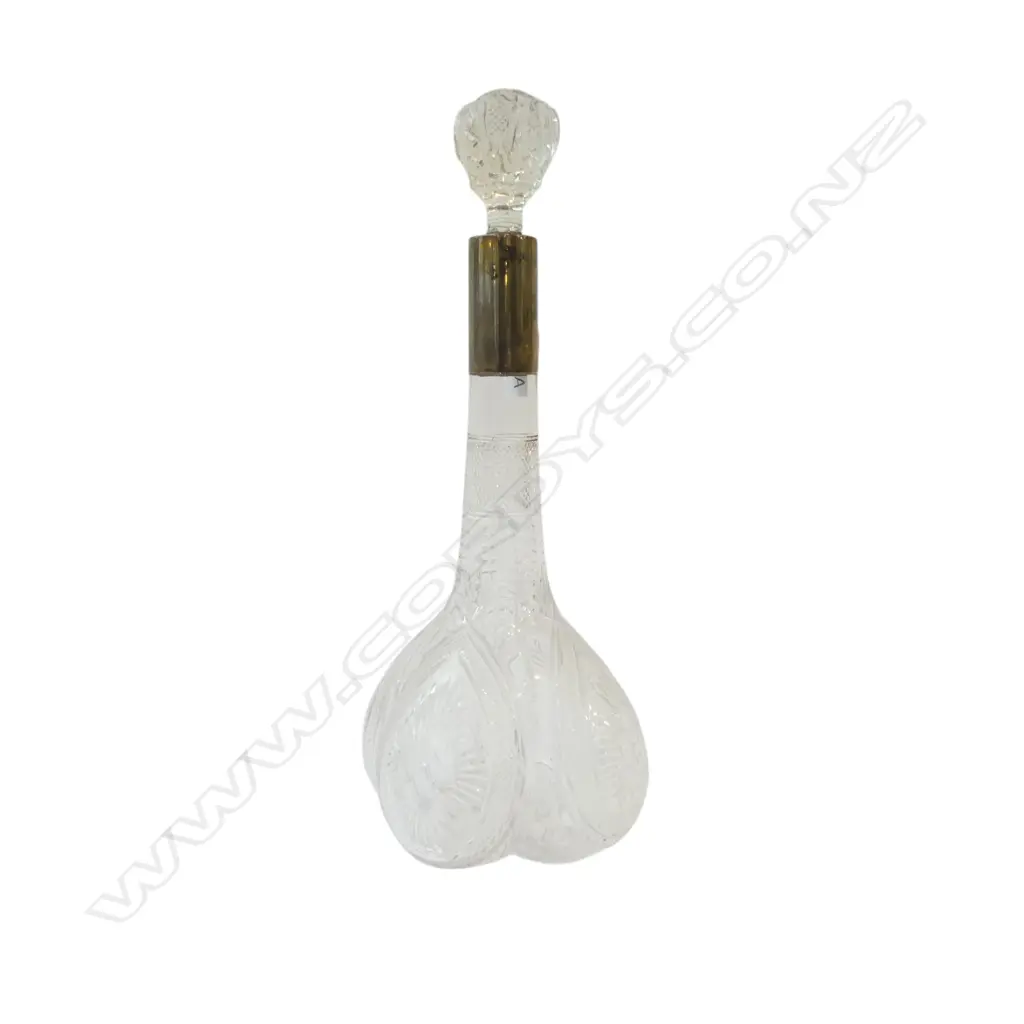 CRYSTAL DECANTER w. STG SILVER TRIM, SHEFFIELD 1900 H.330mm  Image 1++