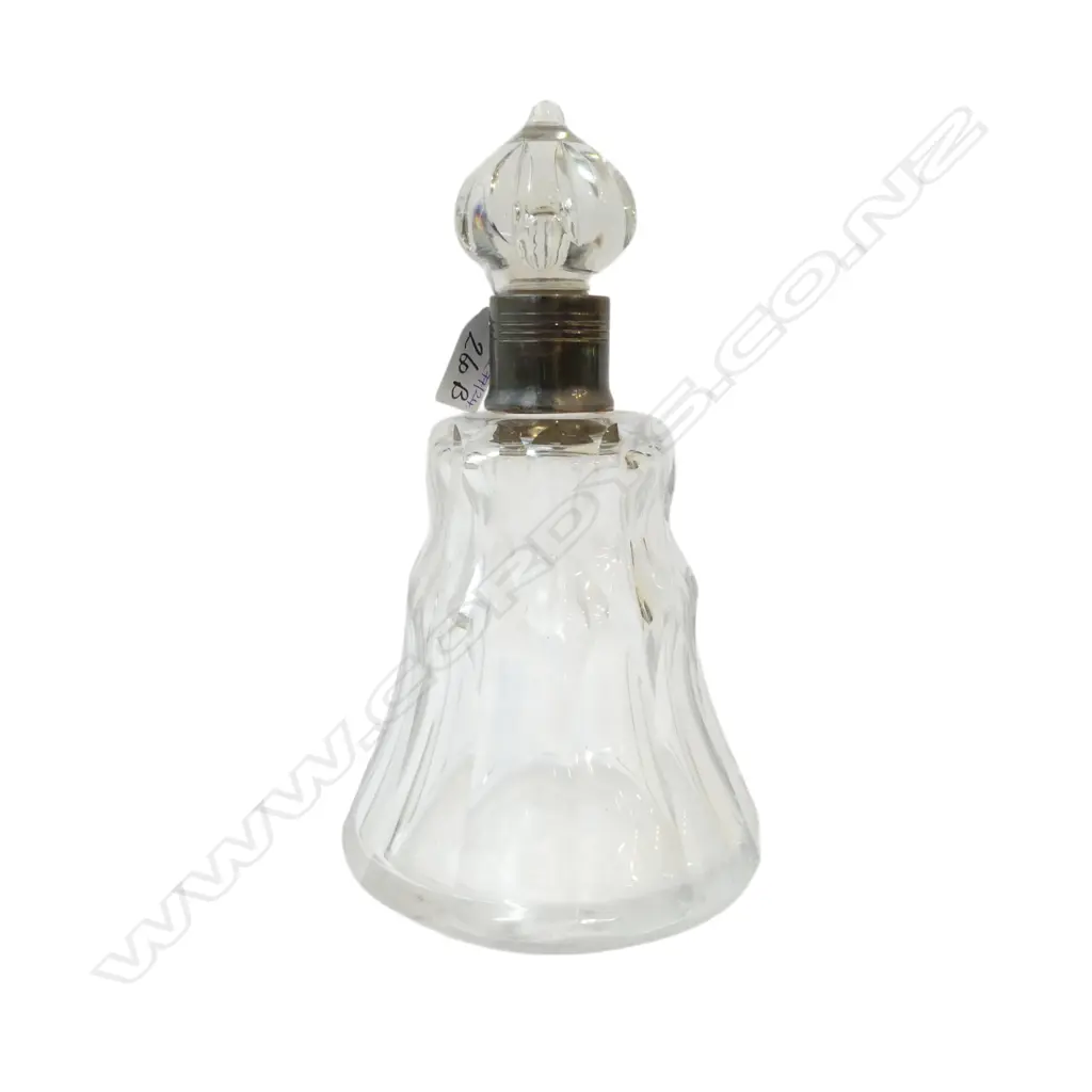 HEAVY CRYSTAL DECANTER w. 835 SILVER TRIM H.250mm Image 1++