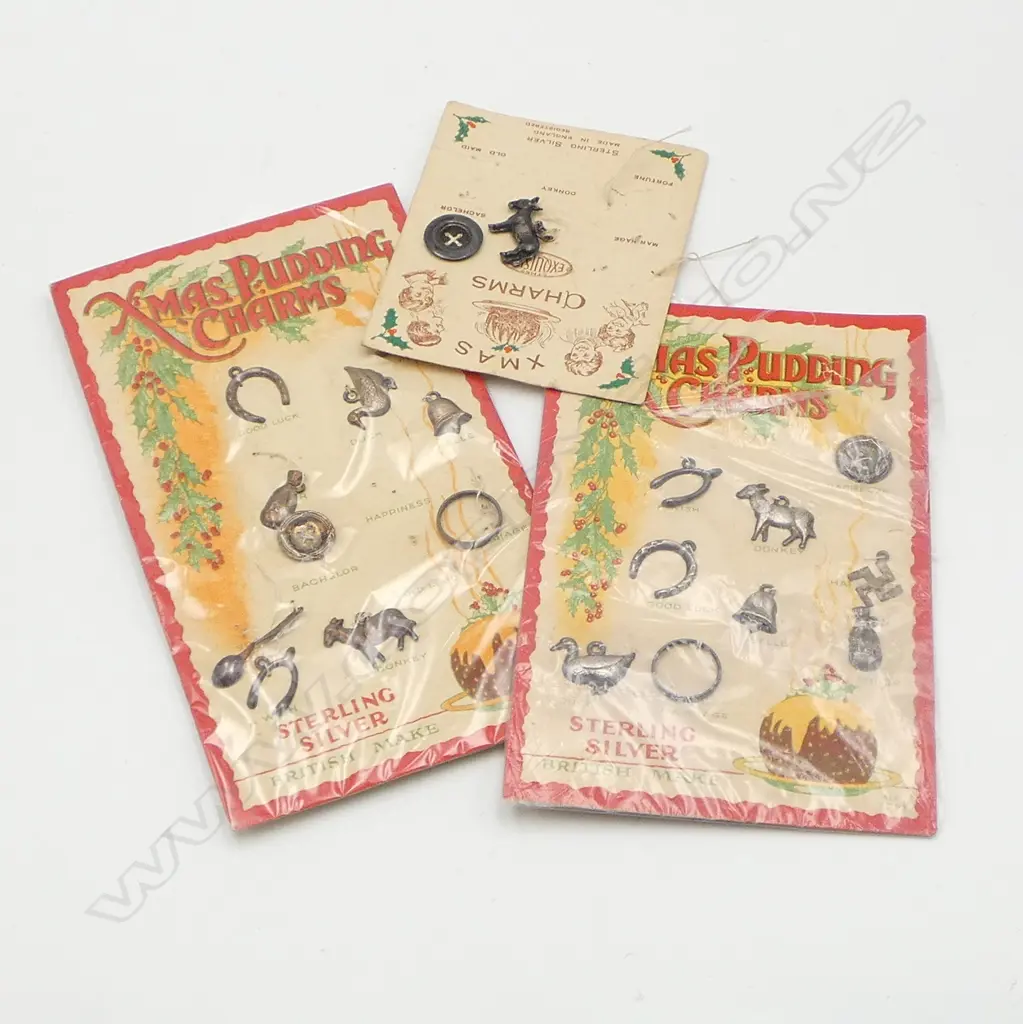 21 ASST. STG SILVER XMAS PUDDING CHARMS  Image 1++