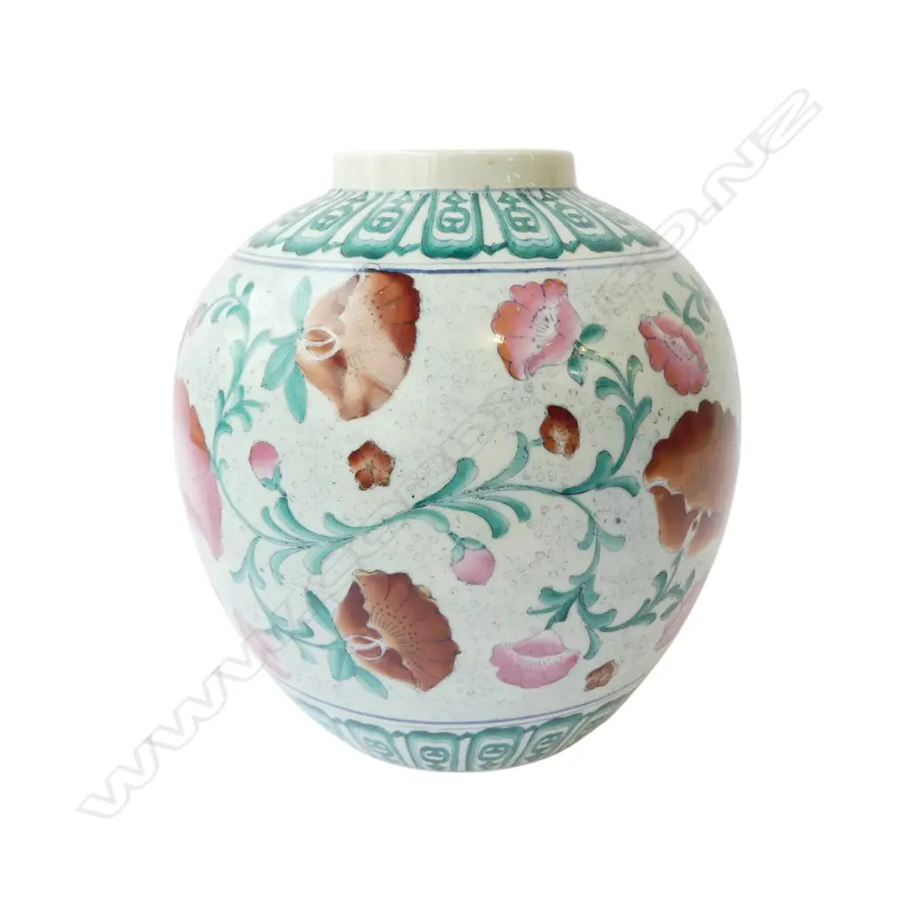 CHINESE B/W HANDPAINTED LIDDED BALUSTER VASE H.360mm Image 1++