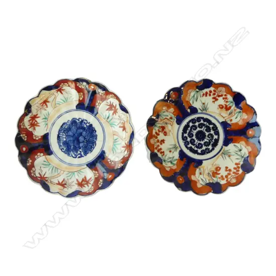 2 IMARI PLATES 220mm dia 1 w. HAIRLINE