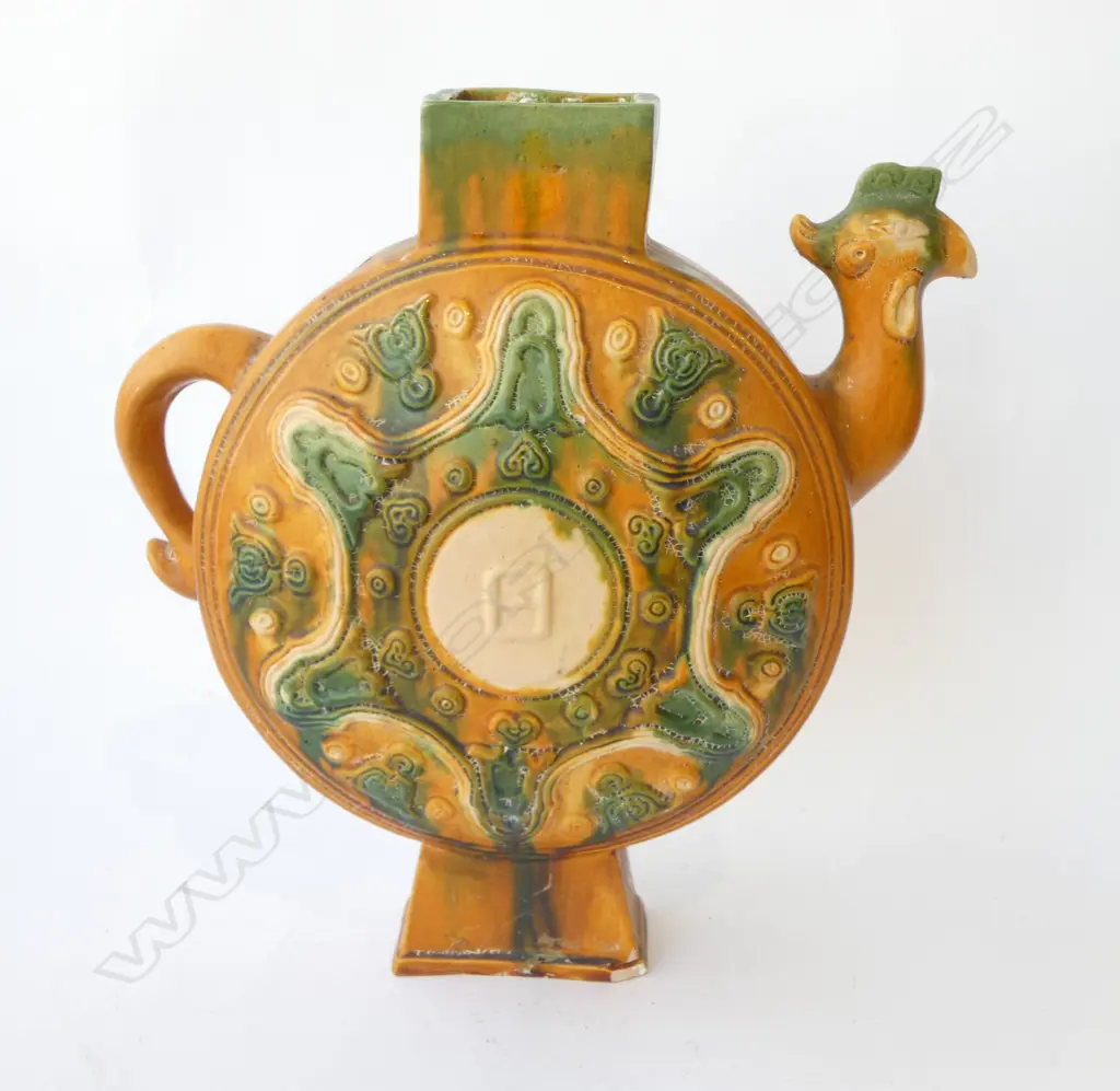 CHINESE TANG STYLE POTTERY PHEONIX VASE H.350mm some damage Image 1++