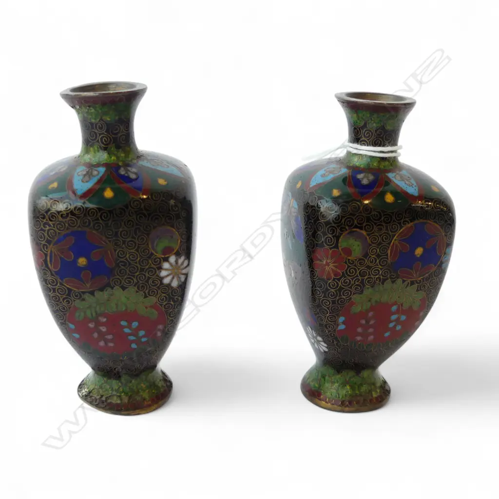 PR quality OLD CHINESE CLOISONNE SMALL VASES some faults H.93mm Image 1++