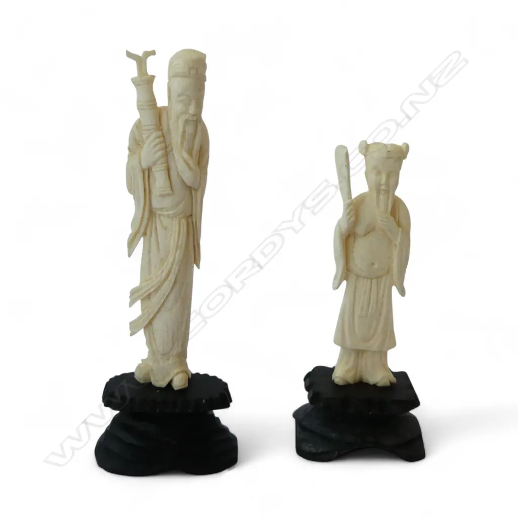 2 CHINESE CARVED IVORY FIGURES H.85mm Image 1++