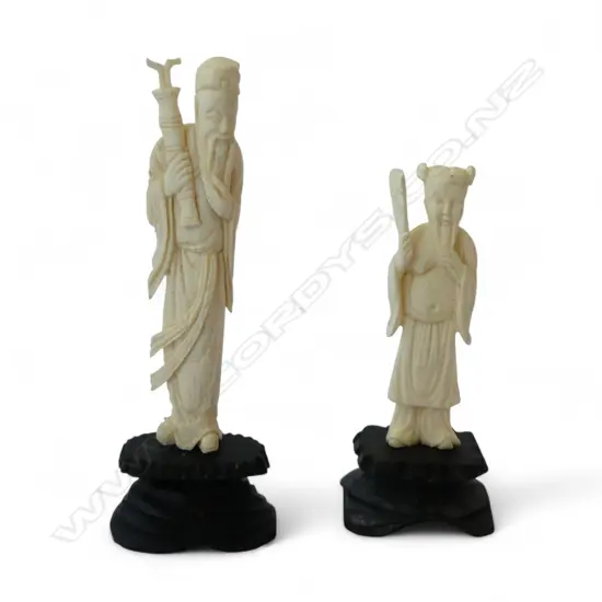 2 CHINESE CARVED IVORY FIGURES H.85mm