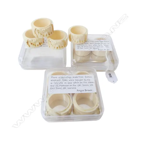 10 CASED IVORY NAPKIN RINGS 