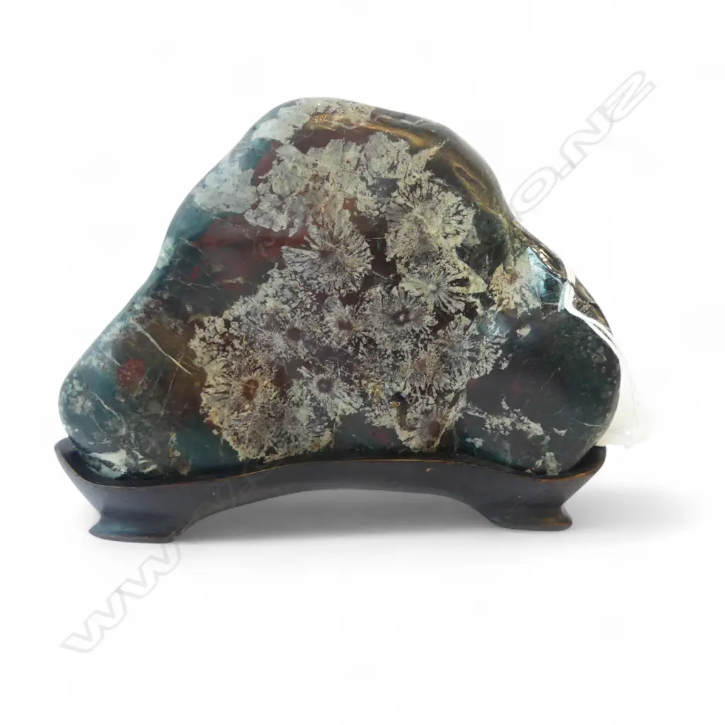 OLD JAPANESE Suiseki and Bonseki PLUM BLOSSOM ROCK MOUNTAIN on stand L.160mm Image 1++