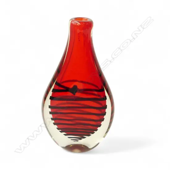 HEAVY SOMMERSO ART GLASS VASE, H.300MM, W.165MM