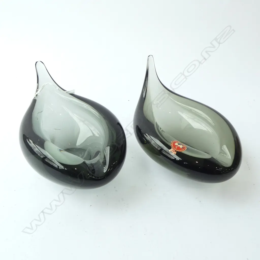 2 RETRO HOLMEGAARD ASHTRAYS SIGNED FOR PER LUTKEN 1961 H.105mm Image 1++