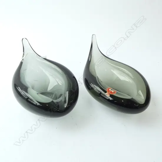 2 RETRO HOLMEGAARD ASHTRAYS SIGNED FOR PER LUTKEN 1961 H.105mm