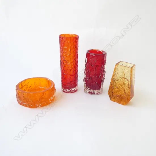 3 PCES WHITEFRIARS; 3 VASES H.195mm + BOWL 125mm dia ONE JAPANESE