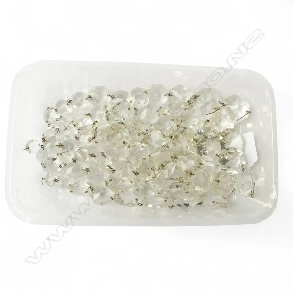 VINTAGE FACET CUT CRYSTALS – 10 STRINGS EACH WITH 8 GRADUATED DROPS, L.200MM PER  STRING Image 1++