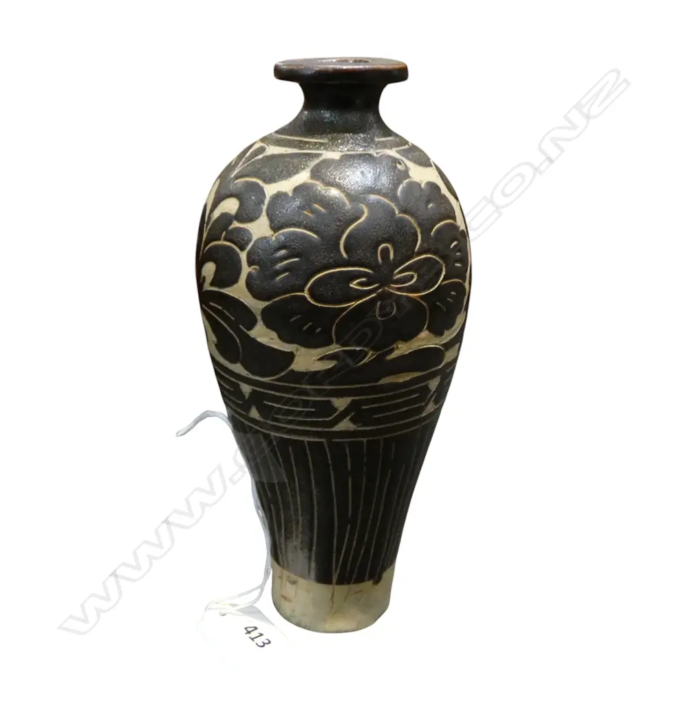 CHINESE CERAMIC XIZHOU SGRAFFITO VASE H.195mm Image 1++