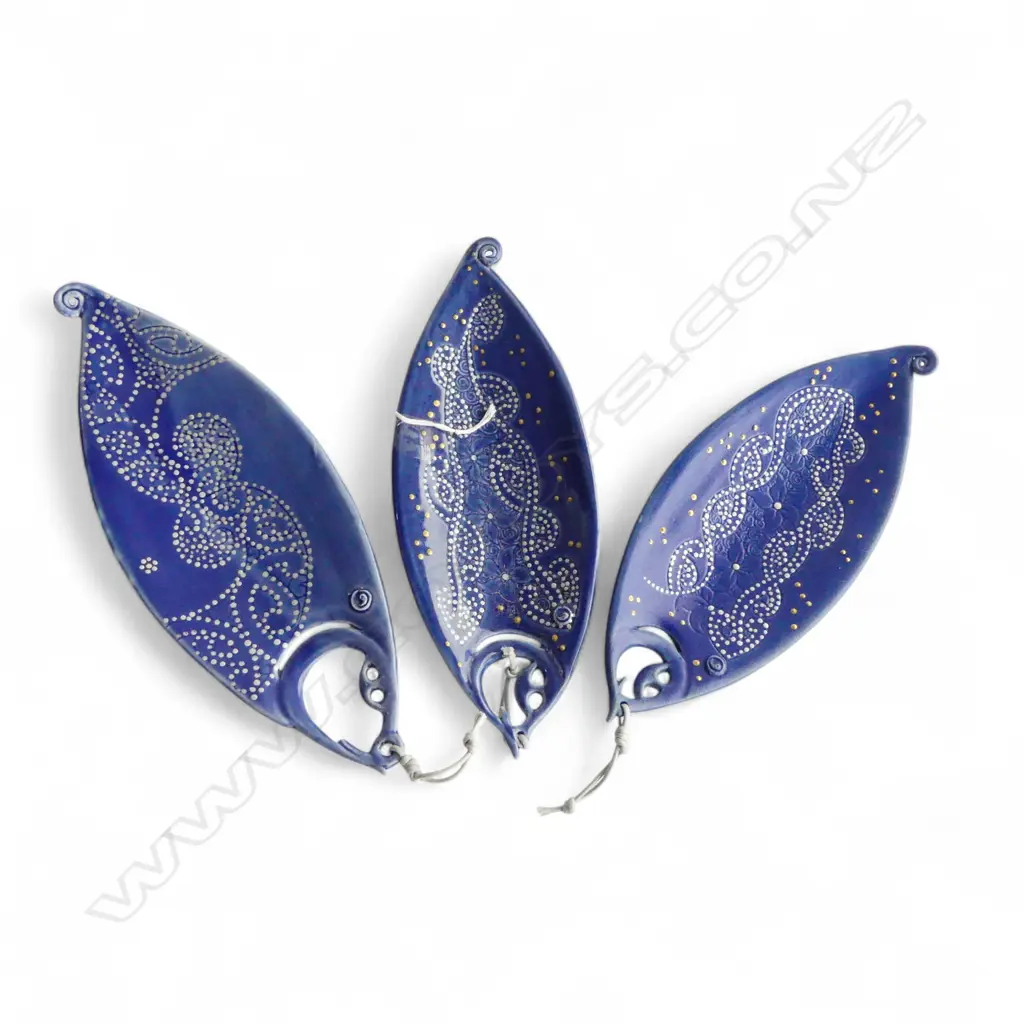 KEUM SUN LEE 3 BLUE SHALLOW DISHES, L.230mm Image 1++