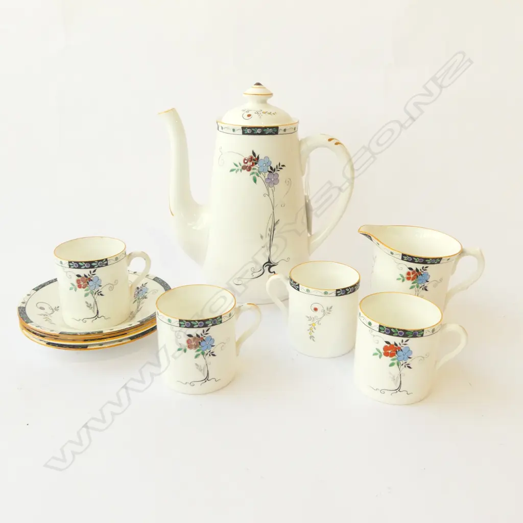 SHELLEY CHINA PART COFFEE SET COFFEE POT 4C/S & CREAM JUG Image 1++