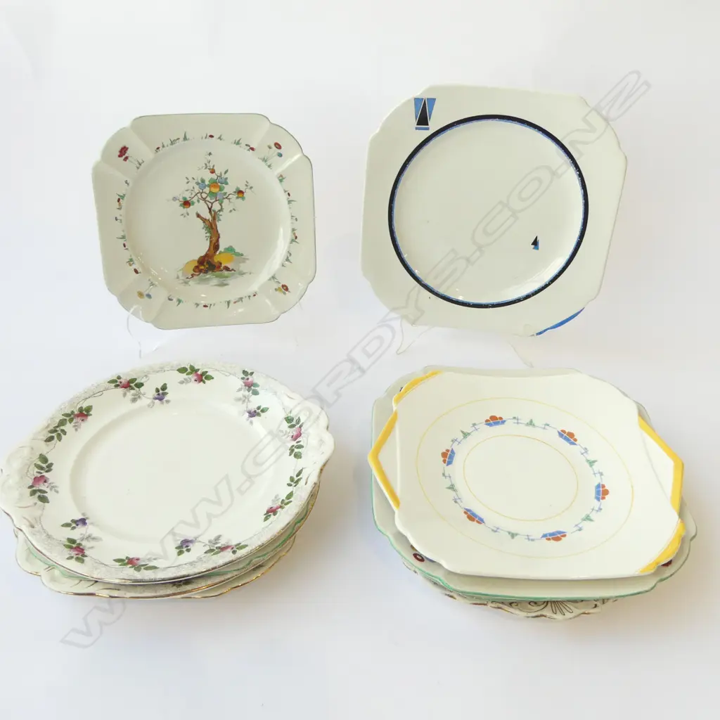 COLLECTION OF 10 SHELLEY CHINA CAKE PLATES MIXED PATS Image 1++