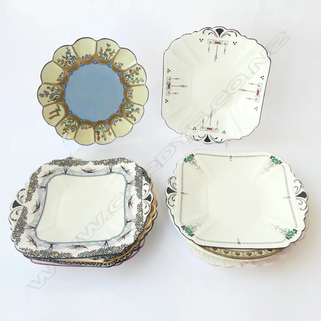 COLLECTION OF 10 SHELLEY CHINA CAKE PLATES MIXED PATS Image 1++