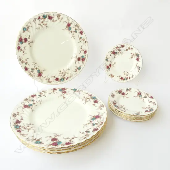 12 PCES MINTONS 'ANCESTRAL'; 6 DINNER PLATES 270mm dia + 6 SIDE PLATES