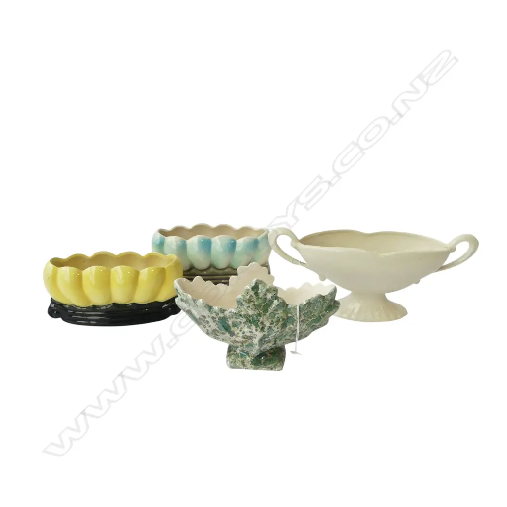 3 TITIAN WARE VASES + PRESLEY WARE - LARGEST W.300mm small glaze fault to one Image 1++