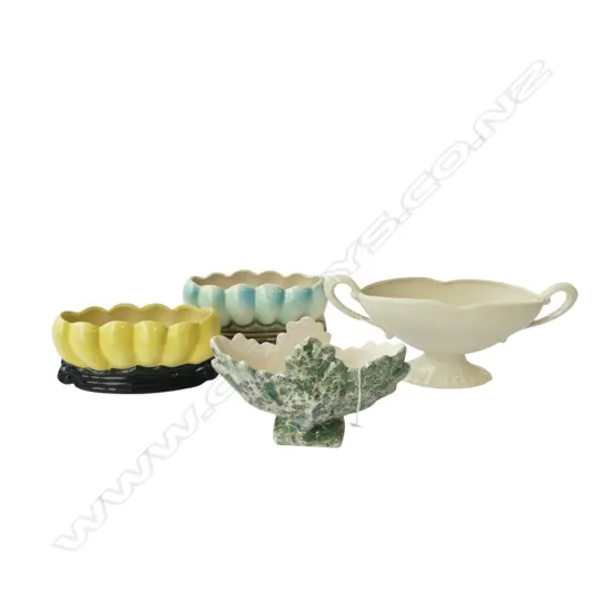 3 TITIAN WARE VASES + PRESLEY WARE - LARGEST W.300mm small glaze fault to one