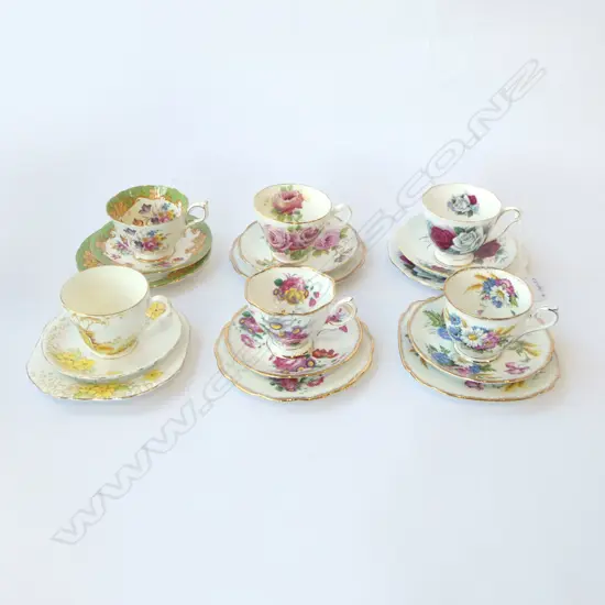 6 FANCY CHINA TRIOS Incl. ROYAL ALBERT, QUEEN ANNE, etc