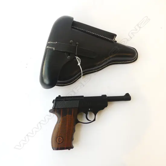 GERMAN P38 WWII REPRO. LEATHER HOLSTER + CROSSMAN BB 177 WALTHER GAS AIR PISTOL **FIREARMS LICENSE REQUIRED**