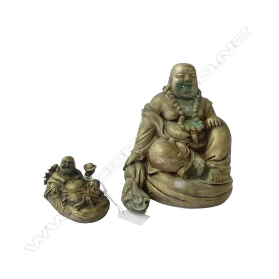 2 ORIENTAL METAL BUDDHAS H.160mm