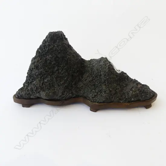 OLD JAPANESE Suiseki and Bonseki VOLCANIC ROCK MOUNTAIN on stand L.270mm