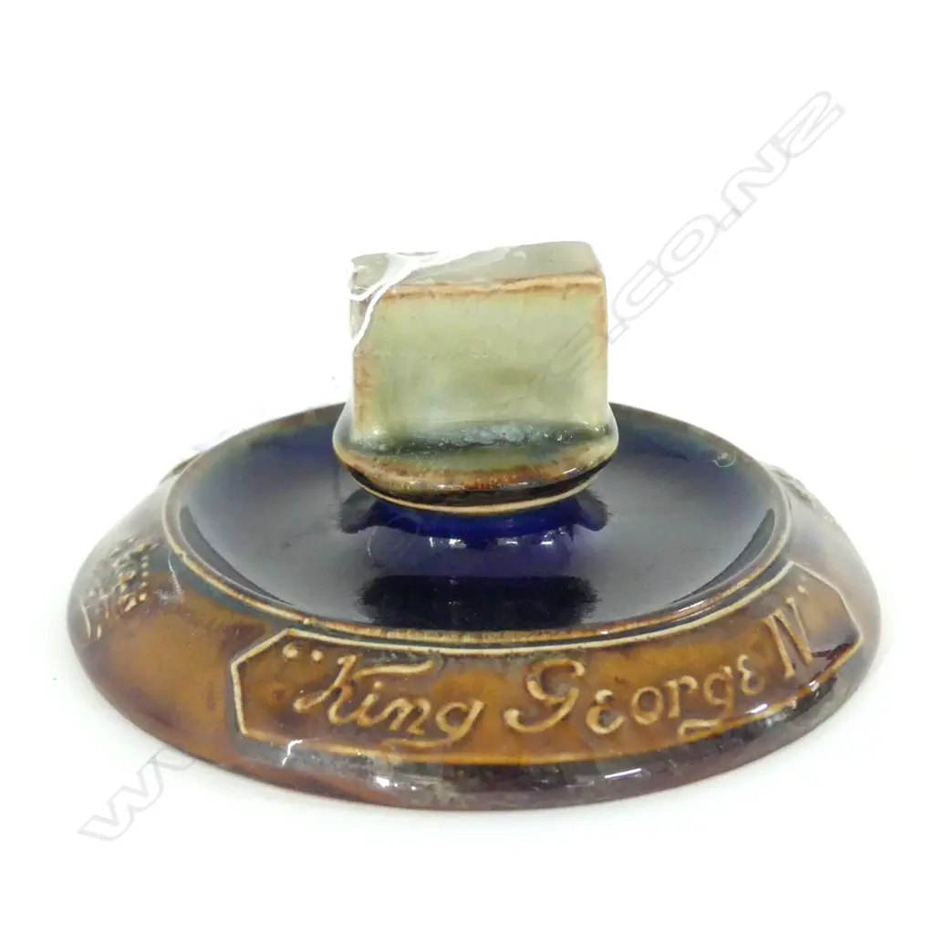 DOULTON MATCHBOX HOLDER ADVERTISING "TOP NOTCH KING GEORGE IV" WHISKY, (AF) D.120mm Image 1++