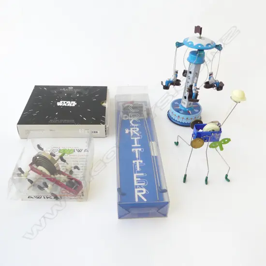 FOUR WIND-UP TOYS & BOXED LTD ED. ROYAL MINT 'STAR WARS' COINS