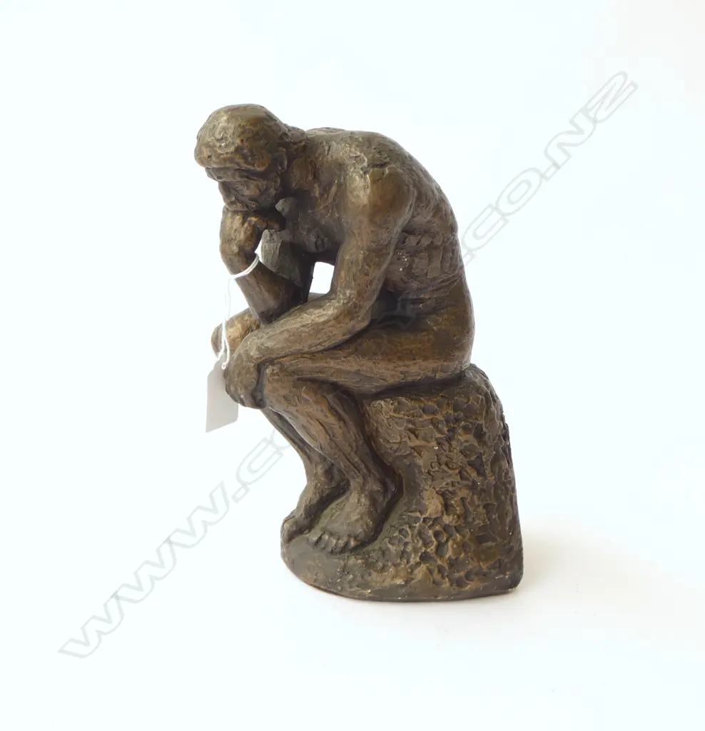 BRONZED RESIN 'THE THINKER' AUSTIN PROD. INC. 1971 H.235mm Image 1++