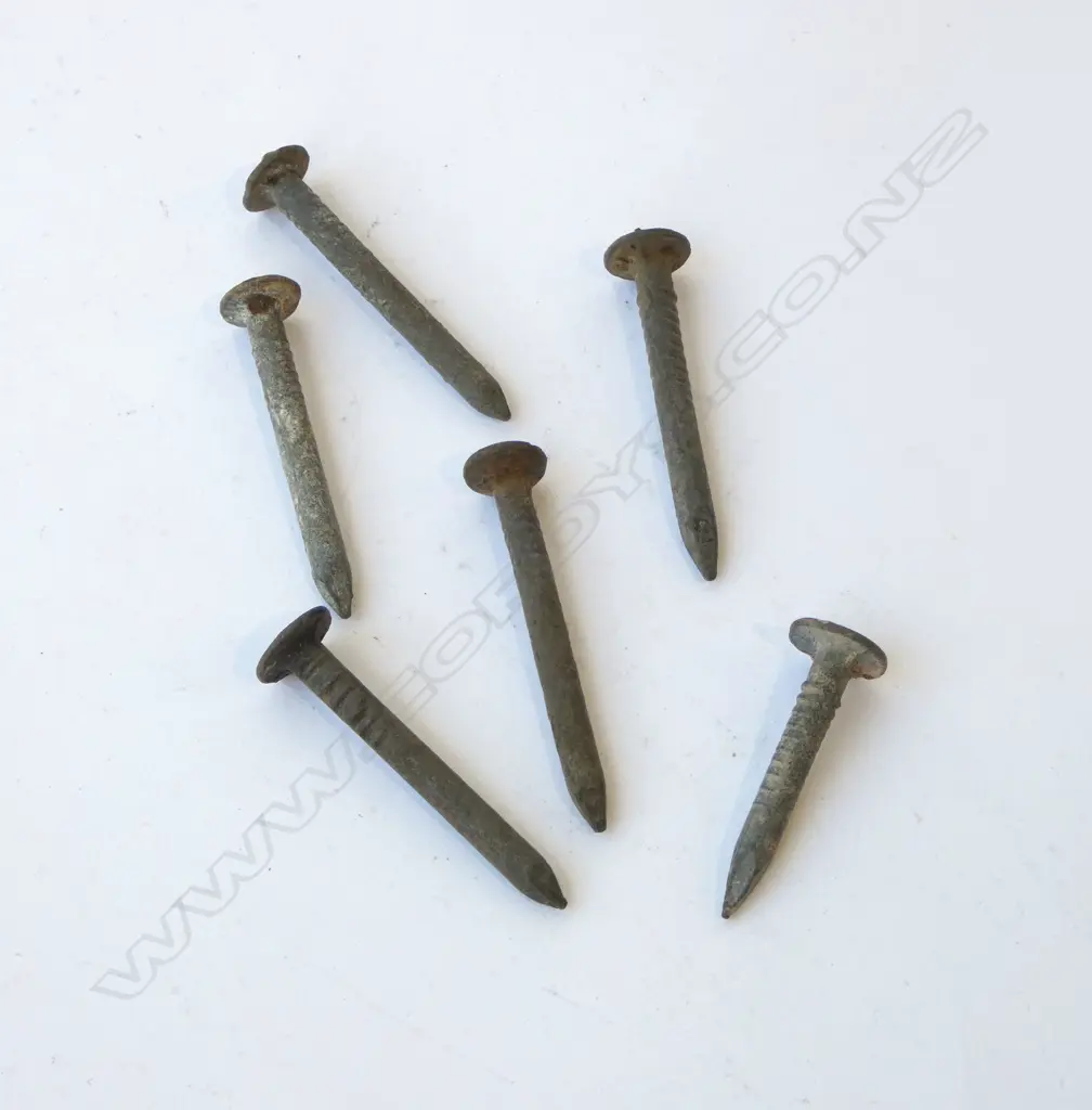 6 OLD NZR TRACK INSPECTION NAILS WITH VARIOUS NUMBERED HEADS Image 1++