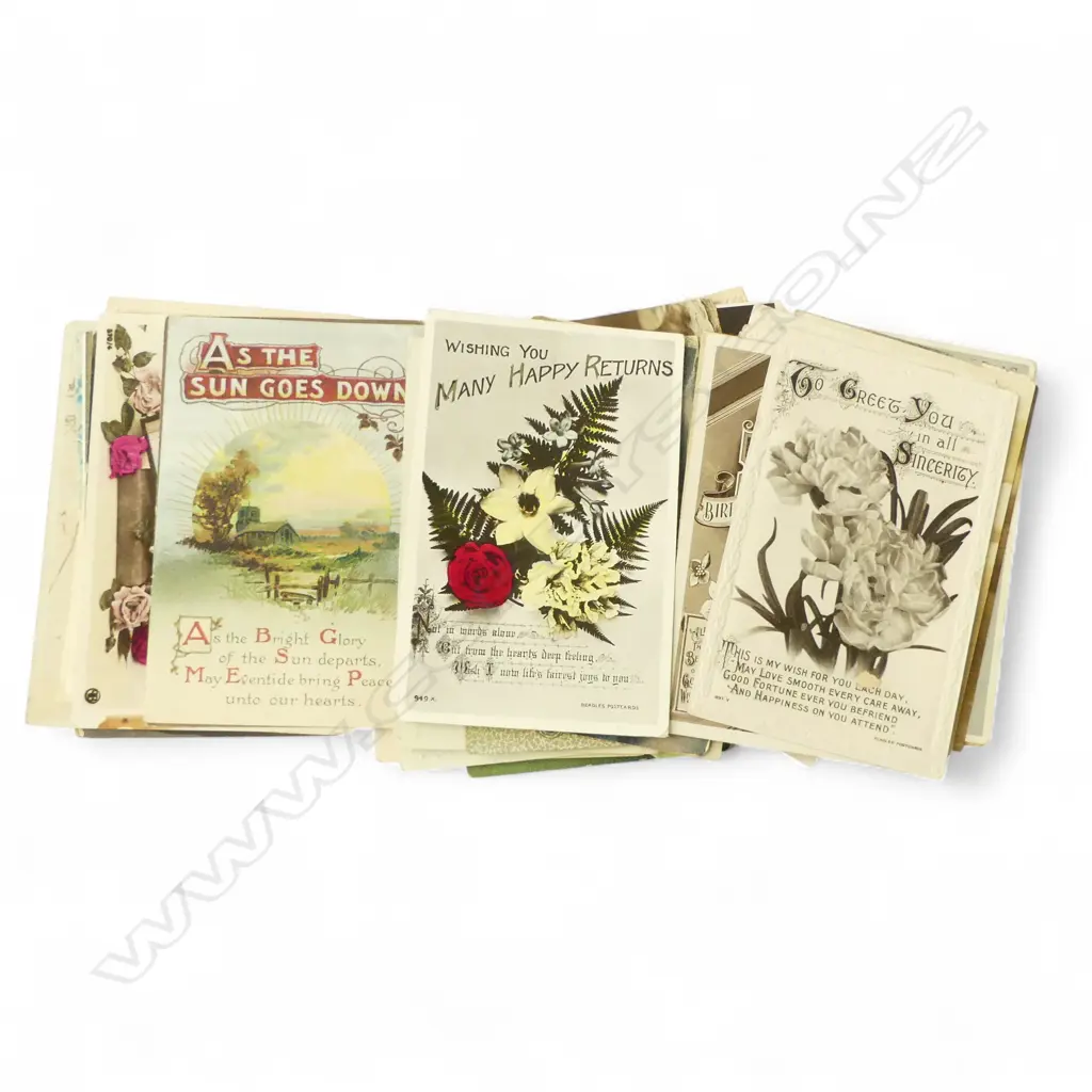 46 ANTIQUE POSTCARDS – GREETINGS BIRTHDAY, CHRISTMAS, NEW YEAR ETC  Image 1++