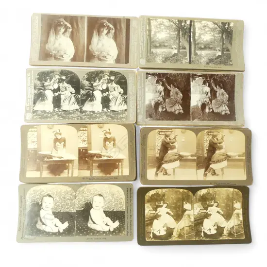 29 ANTIQUE STEREOVIEW CARDS VICTORIAN HUMOUR AND SOCIAL SCENES