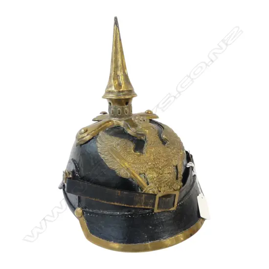 GOOD PRUSSIAN PICKELHAUBE with detachable brass spike 