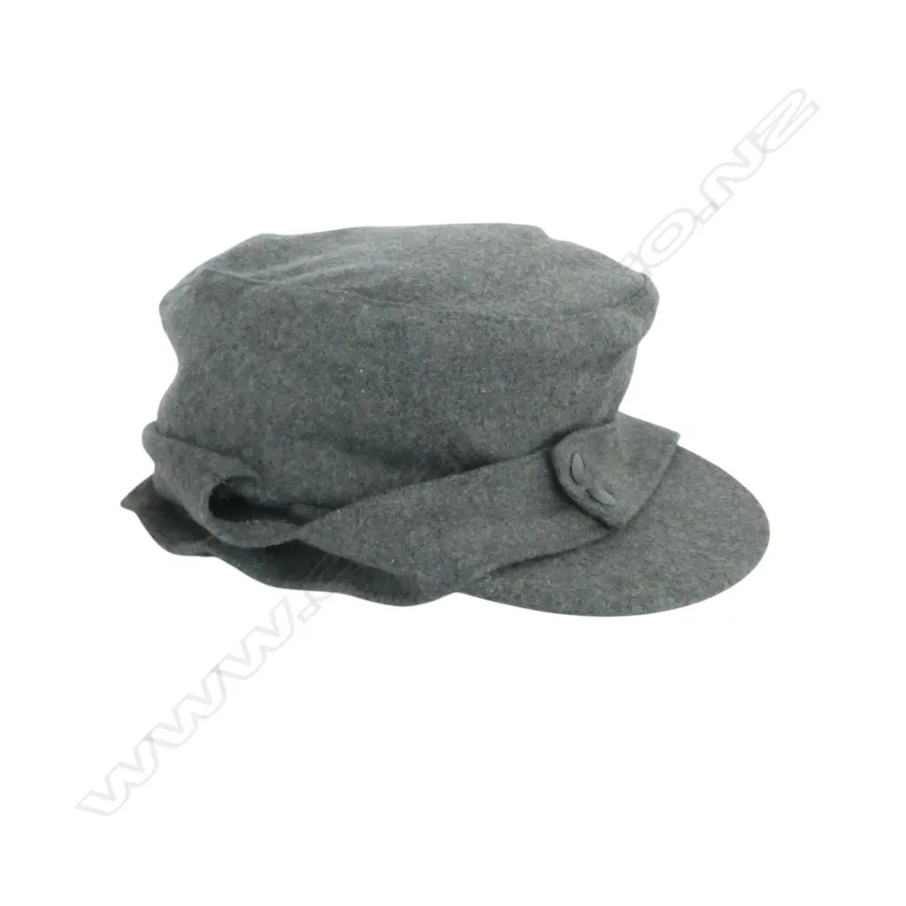2 REPRO. MILITARY HATS;  WAFFEN SS M44 PEADOT FIELD CAP SIZE 61cm + GERMAN WHERMACT M43 FIELD GRAY CAP SIZE 62cm AS NEW Image 1++