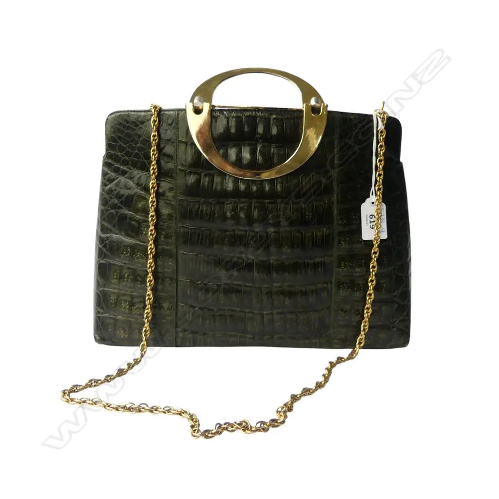 MODELL ROYAL GERMAN GREEN CROCODILE LEATHER BAG (WITH DUST BAG) - good condition Image 1++