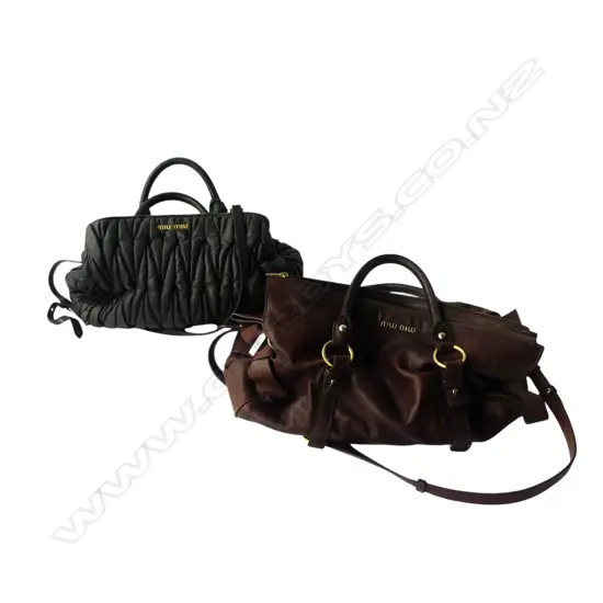 2 VINTAGE MIU MIU HANDBAGS - BLACK HANDLE REQ. REPAIR