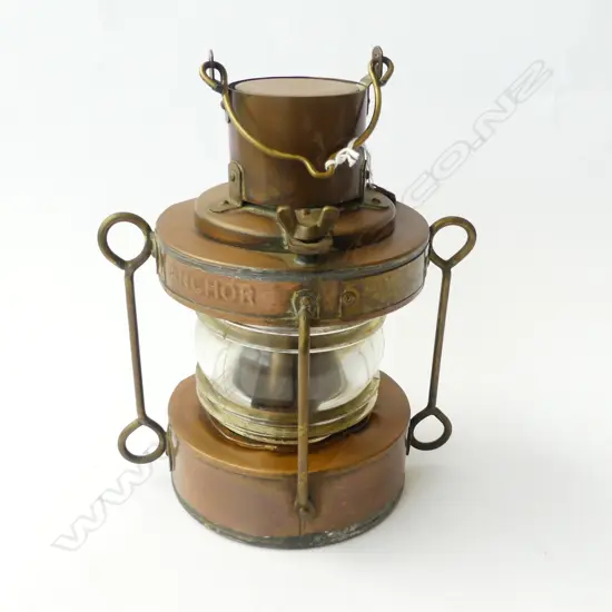 ANCHOR 'LONGRUN' COPPER NAVIGATION LAMP - AUCKLAND H.290mm