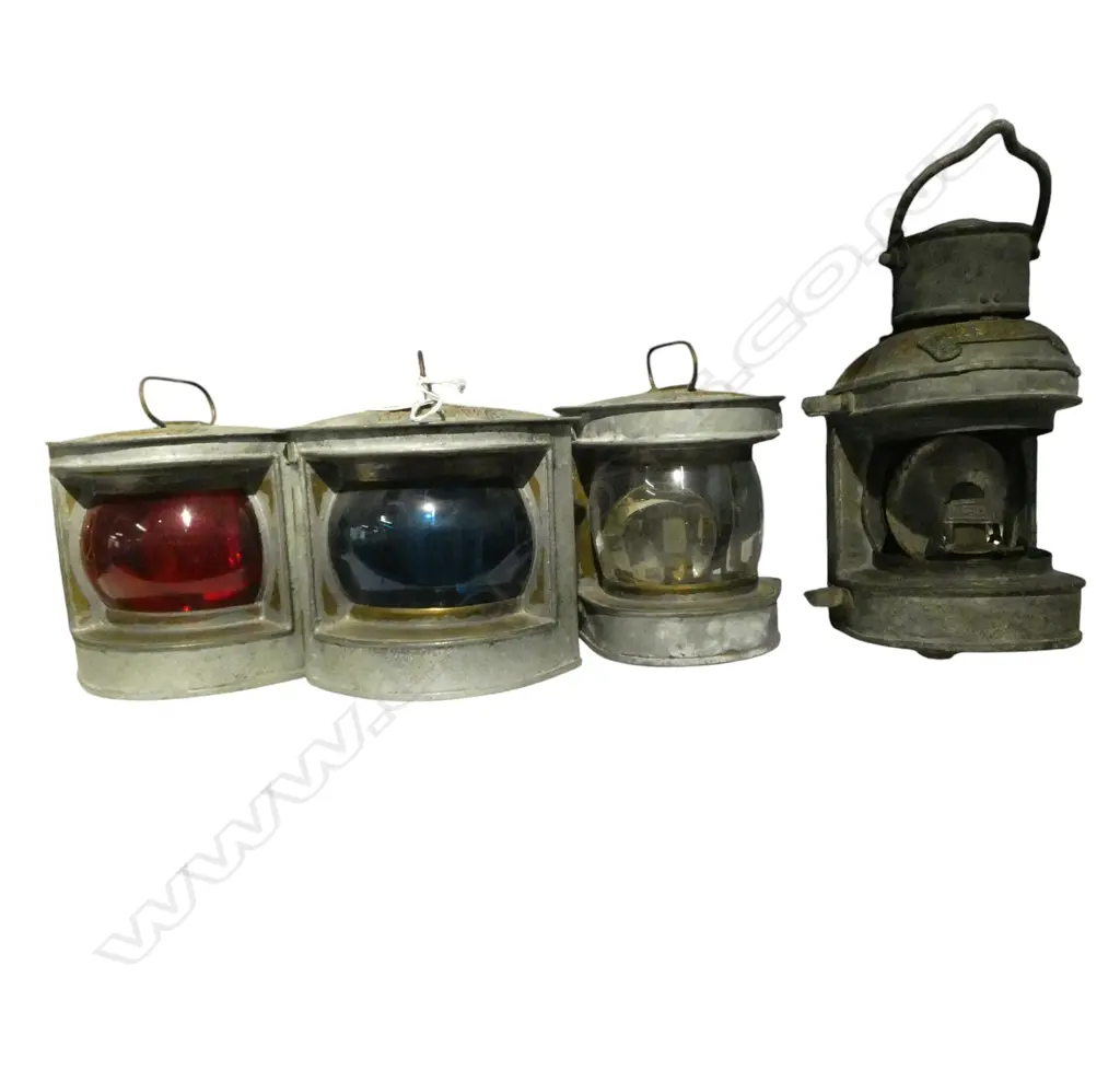 4 MARINE LANTERNS; 2 MASTHEAD, PORT & STARBOARD H.285mm Image 1++