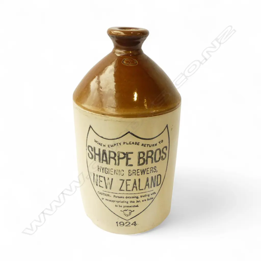 SHARPE BROS NZ STONEWARE CROCK 1924, H.345MM Image 1++