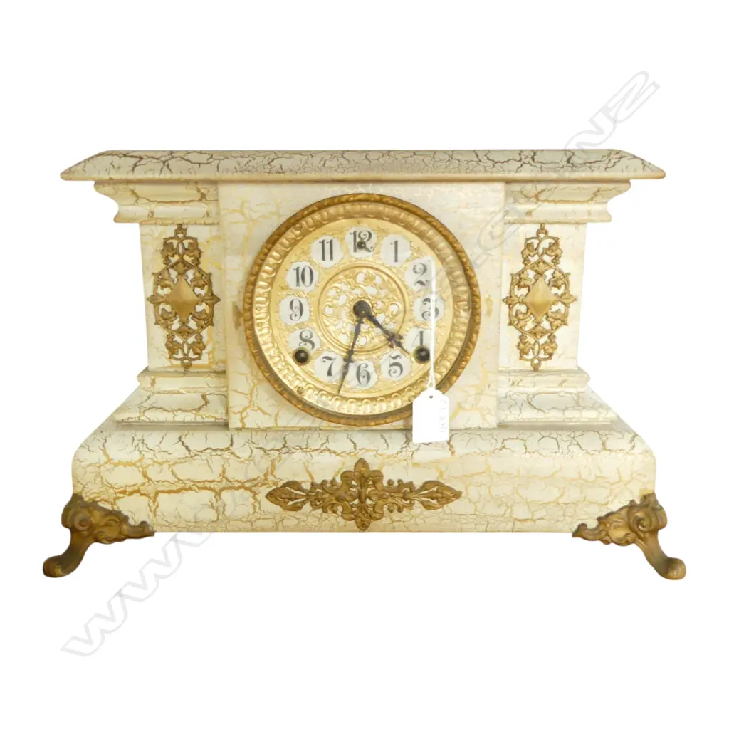 VINTAGE GILBERT MANTEL CLOCK W.435mm + PENDULAM & KEY Image 1++