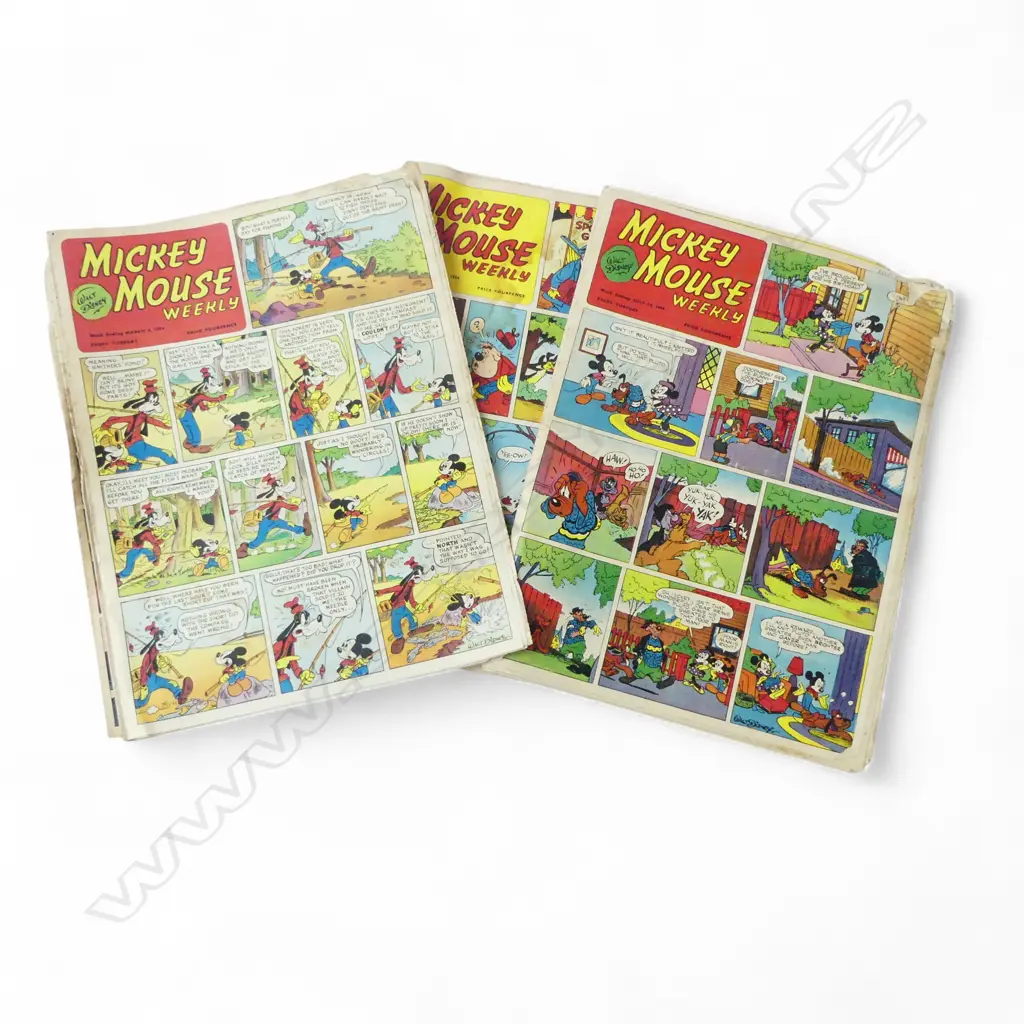 NINE 1954 ‘MICKEY MOUSE WEEKLY’ WALT DISNEY COMICS, L.355MM  Image 1++